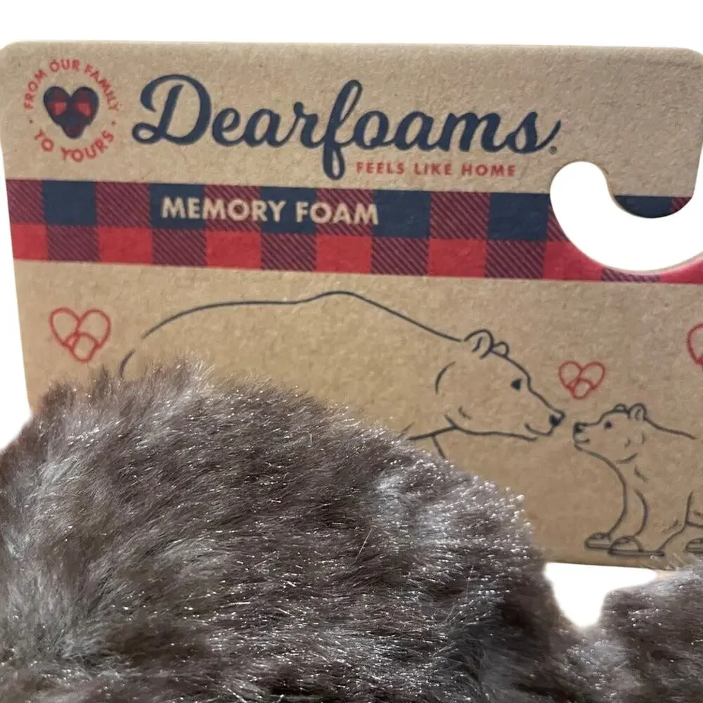 Dearfoams Baby Bear Furry Slippers Size 3-6 Months